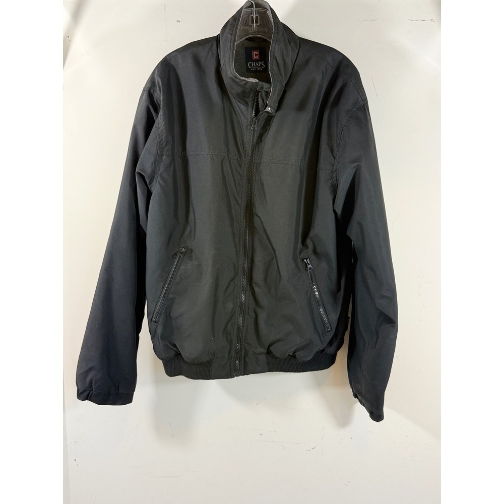 Chaps Fleece Lined Bomber Jacket Men's XL Black Full Zip Insulated Utility